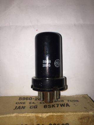1 - GE JAN CG 1959 6SK7WA Vacuum Tube NOS/NIB 2