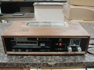 Vintage 8 Track Solid State Stereo Tape Recorder Saturn Wood Case
