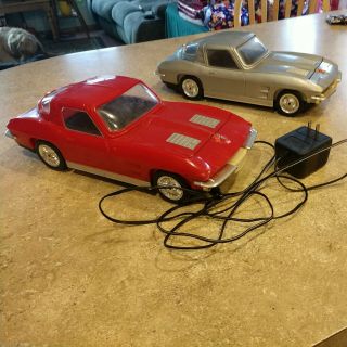 2 Vintage Chevy 63 Corvette Red & Sliver Video Tape Cassette Vhs Rewinder