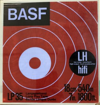 Basf Lp 35 Lh Reel To Reel Tape,  Lp,  7 " (18cm) Reel,  1800 Ft (550m),  Nos