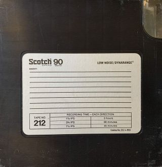 Scotch 212 Dynarange Reel To Reel Tape,  Lp,  7 " Reel,  1800 Ft,