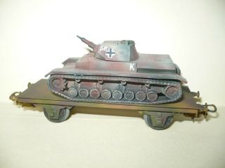 Ww2 Wehrmacht - Ho Camouflaged Flat Car Carrying Panzer Iv - Märklin