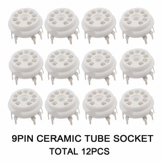 12pcs 9pin Tube Socket Ceramic Valve Base For 12ax7 5670 12at7 6dj8 6922 Diy