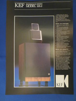 Kef Reference 105.  2 Speaker Sales Brochure Factory The Real Thing
