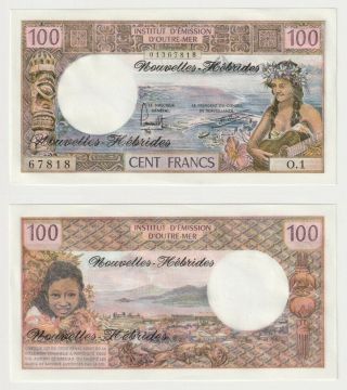 Hebrides 100 Francs Banknote (1977) P.  18d - Unc.