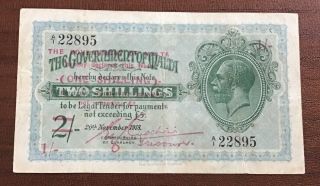 Rare Malta,  1 Shilling On 2 Shillings,  1918 (1940)
