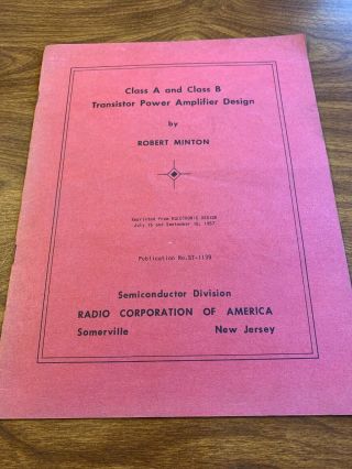 Class A And B Transistor Power Amplified Design Rca Electronic Publication Text