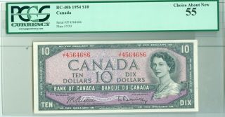 1954 $10 Ten Dollar Bank Of Canada Pcgs 55 Bc - 40b S/h (1415070)