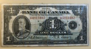 1935 Bank Of Canada $1 One Dollar King George V