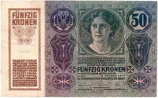 Oesterreich Banknote - Austria Hungary - 50 Funfzig Kronen - Otven Korona - 1914