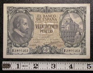Spain 25 Pesetas 09 - 01 - 1940 Vf,  P - 116a Circulated Banknote 4760
