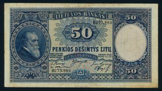 Lithuania 50 Litu 1928 Kp - 24a Banknote Fine L014493
