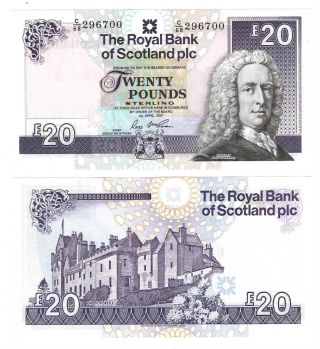 Unc 2017 Royal Bank Of Scotland £20 Pounds Banknote P - 354
