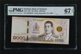 2018 Thailand Bank Of Thailan 1000 Baht Pick 139a Pmg 67 Epq Gem Unc