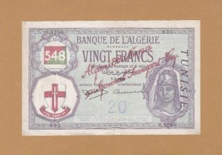 Banque Algeria And Tunisia Military 20 Francs 1942 P - R4 Af,  1st French Army