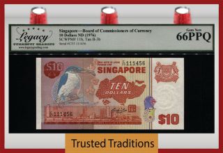 Tt Pk 11b Nd (1976) Singapore 10 Dollar Stunning Example Lcg 66 Ppq Gem