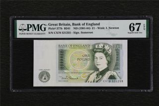 1981 - 84 Great Britain Bank Of England 1 Pound Pick 377b Pmg 67 Epq Gem Unc
