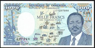 1990 Cameroun 1000 Francs Banknote 175297998 Unc P - 26b