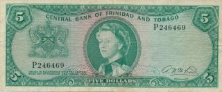 Trinidad And Tobago 5 Dollars 1964 27b - Circulated