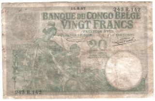Belgian Congo 20 Francs 1937 P - 11