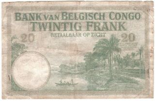 Belgian Congo 20 Francs 1937 P - 11 2