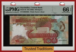 Tt Pk 35 Nd (1989) Seychelles Central Bank 100 Rupees Pmg 66q Gem Uncirculated