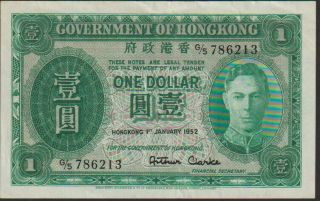 Hong Kong - British 1 Dollar Banknote 1.  1.  1952 Extra Fine,  Cat 324 - B - 13
