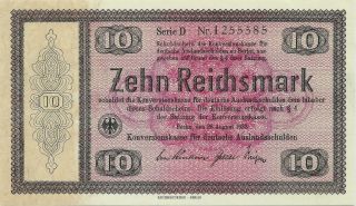 1933 Germany 10 Reichsmark P - 200 Conversion Note For Jewish Refugees Gem Unc