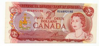Bank Of Canada 1974 $2 Two Dollars Ru Prefix Au,  Error Cut Out Of Register