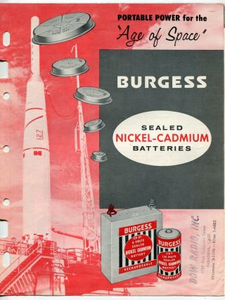 Vintage Advertising Sales Brochure: " Burgess Nickel - Cadmium Batteries "