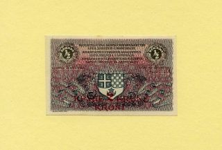 Yugoslavia Kingdom 1/2 Dinara 2 Kronen 1919 P - 14a Unc Rare Overprint 1920