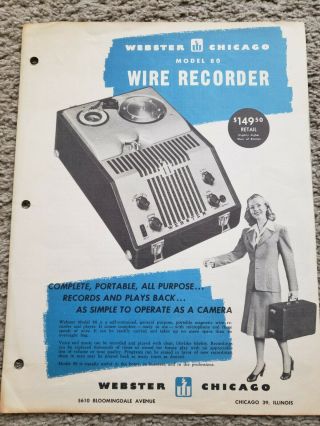 Webster Chicago Model 80 Wire Recorder Sales Brochure