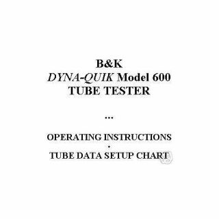 Chart Book With Instr For B&k 600 Tube Tester Checker