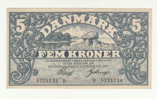 Denmark 5 Kroner 1933 Circ.  (fold) @