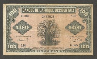 French West Africa 100 Francs 1942; F,  ; P - 31; Printed In Philadelphia; Wwii