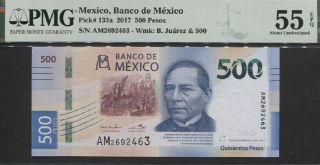 Tt Pk 133a 2017 Mexico Banco De Mexico 500 Pesos B Juarez Pmg 55 Epq About Unc