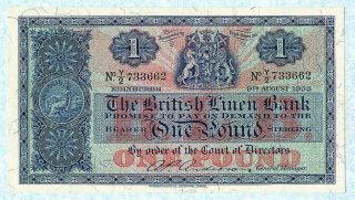 Scotland The British Linen Bank 1 Pound 1955 P157d Au
