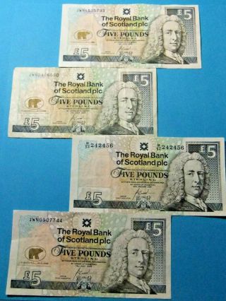 4x 2005 Bank Of Scotland 5 Pound Notes - Jack Nicklaus,  Culzean Castle - Vf