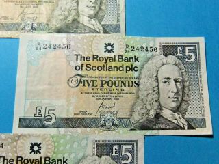 4x 2005 Bank of Scotland 5 POUND Notes - JACK NICKLAUS,  CULZEAN CASTLE - VF 2