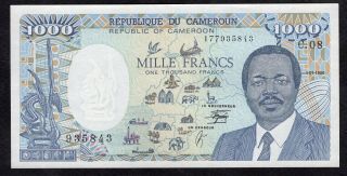 1000 Francs From Cameroun 1990 Unc