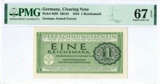 Germany 1 Reichsmark Pm38 1944 Pmg 67 Epq No Serial Number