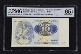 2008 Estonia Bank Of Estonia 10 Krooni Pick 90 Pmg 65 Epq Gem Unc