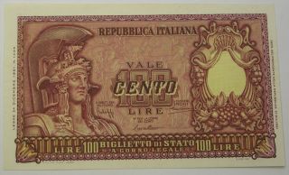Italy 100 Lire 31.  12.  1951 - Pick 92 - Unc