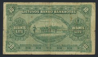 Lithuania 10 Litu 1927 KP - 23a Banknote VG L014574 2