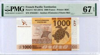 French Pacific Territories 1000 Francs 2014 P 6 Gem Unc Pmg 67 Epq