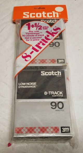 (1),  In Pack - 2 Pack - Scotch - 3m S - 8tr - 90 - Low Noise Dynarange 8 Track Tape