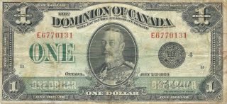 Dominion Of Canada $1 1923 Black Seal Group 4 King George V Collector Grade