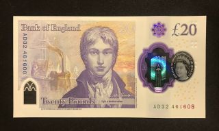 20 British Pound Banknote,  Bank of England,  UNC,  2018 Series 2
