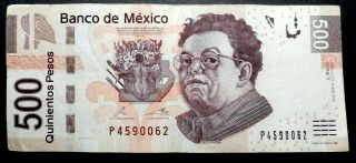 Mexico 2012 : 500 Pesos Banco De Mexico,  Serial P4590062