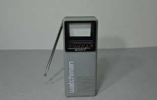 Vintage 1980s Sony Watchman Tv Fd - 10a B&w Handheld Portable Tv Vhf/uhf Parts